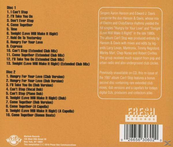 Hanson And Davis - Can't Stop  - (CD)