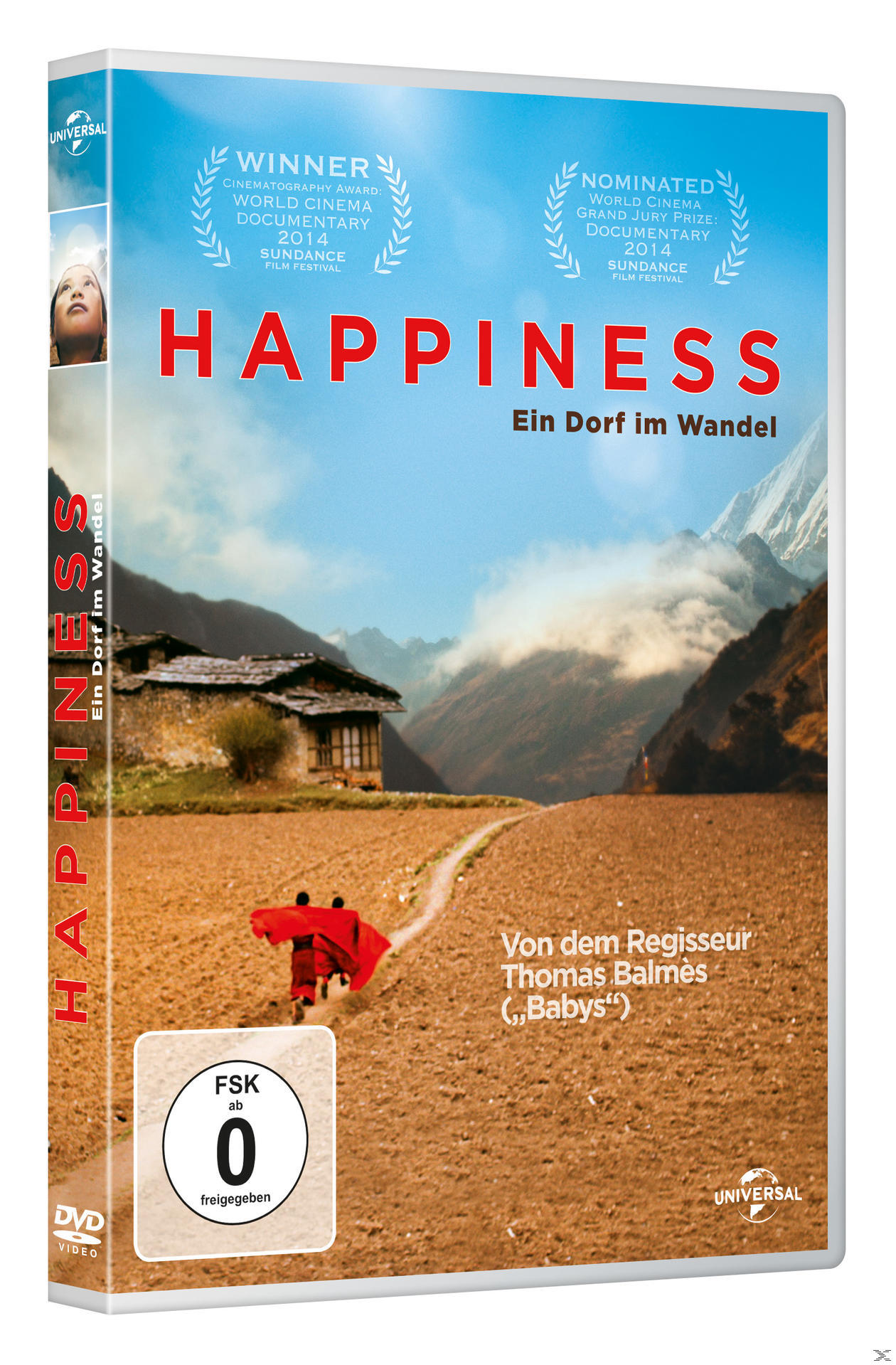 Film-DVD-Cover: eine rot gekleidete Figur geht auf eine Bergkette zu.
