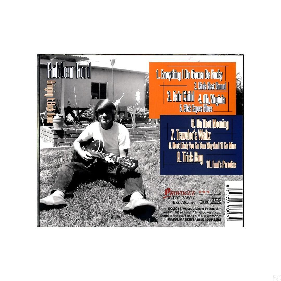 Mann mit Gitarre sitzt draußen, Albumcover mit Songliste.