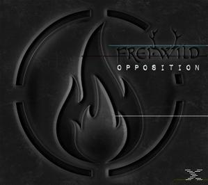 Dunkles Logodesign mit einer Flamme in einem Kreis. Text: FREI WILD, OPPOSITION.