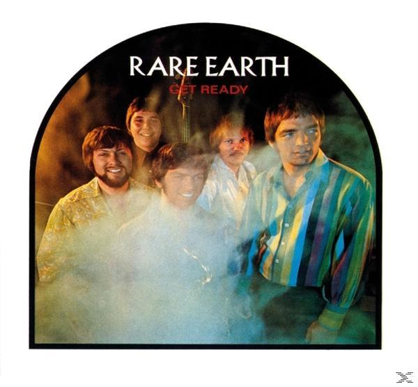 Albumcover der Band Rare Earth. Fünf Männer in Vintage-Kleidung mit Raucheffekt. Der Titel "Get Ready" ist sichtbar.