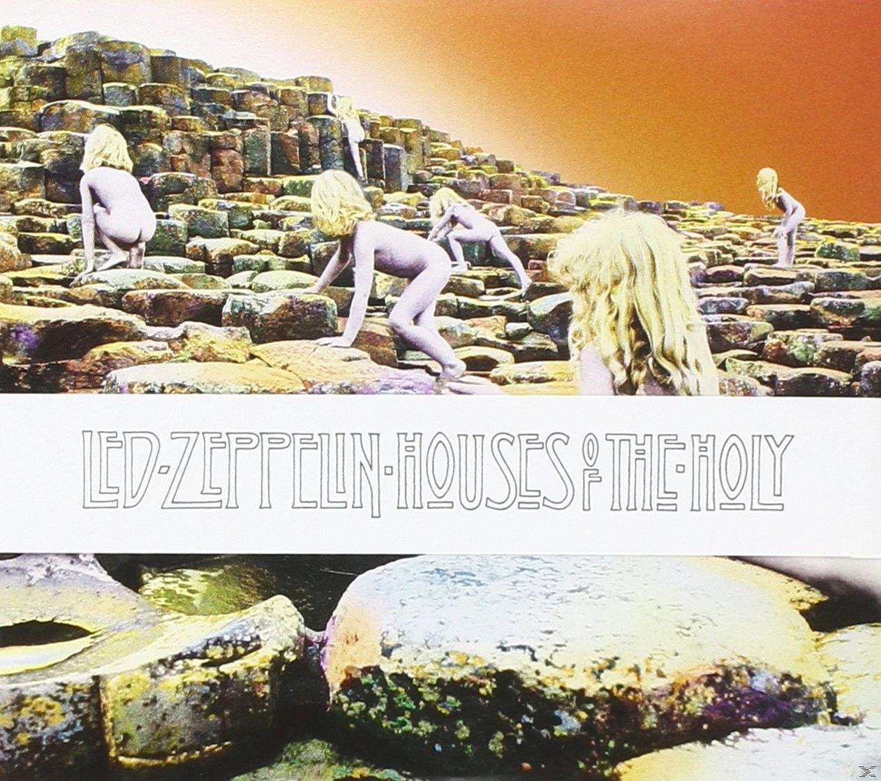 Led Zeppelin Albumcover zeigt nackte Kinder auf einer großen, sechseckigen Steinformation.