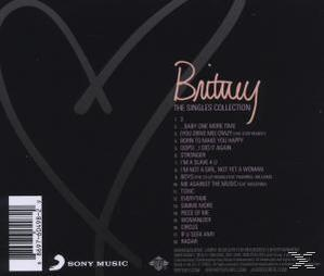 Britney Spears Album-Rückseite. Titelliste, Sony Music Logo und ein schwarzer Hintergrund mit Herzumriss.
