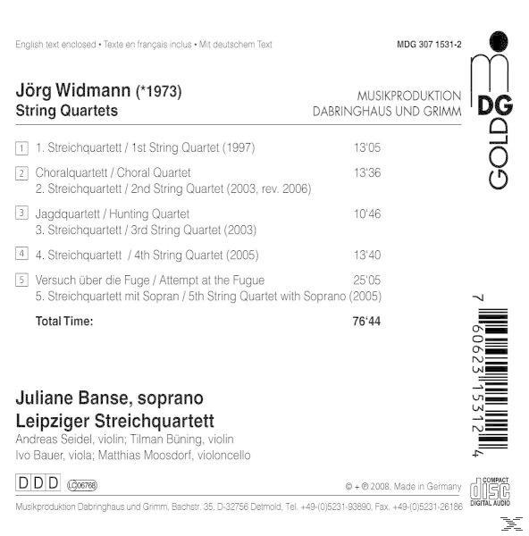 CD mit Titelliste und Text in Deutsch. 'Jörg Widmann String Quartets'.