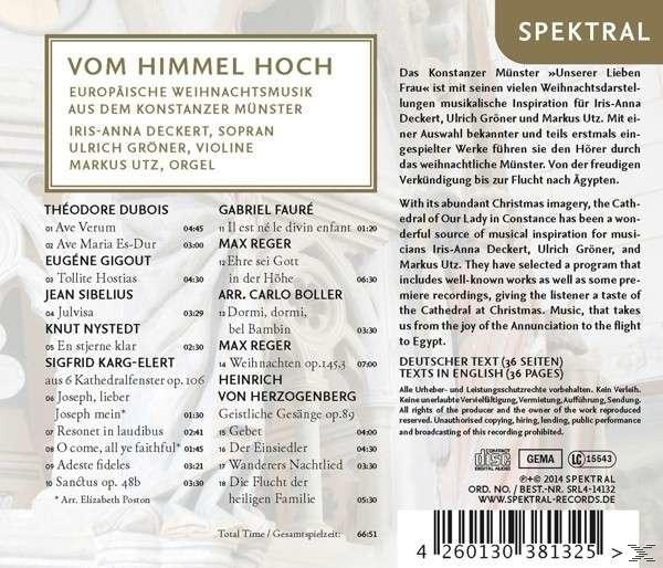 Iris-anna Deckert, Ulrich Gröner, Markus Utz - Vom Himmel Hoch - Europäische Weihnachtsmusik Aus Dem Konstanzer Münster  - (CD)
