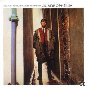 Quadrophenia-Albumcover. Ein Mann in einem Mantel steht in einer Gasse. Text: Quadrophenia, Music from the soundtrack.