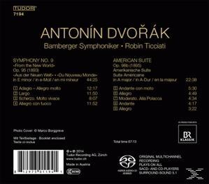 Antonín Dvořák Albumcover. Schwarzer Hintergrund mit Trackliste.