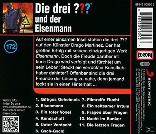CD-Cover mit dem Titel "Die drei ???" und dem Text auf Deutsch. Der Hintergrund ist weiß.