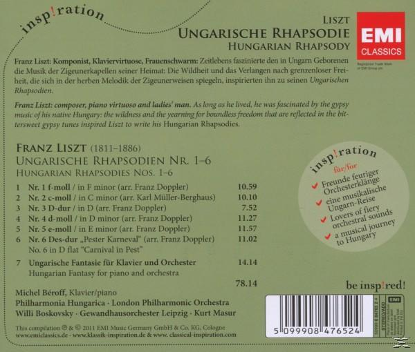 CD-Cover, Ungarische Rhapsodie mit Text und einem rot-grünen kreisförmigen Design mit Text.