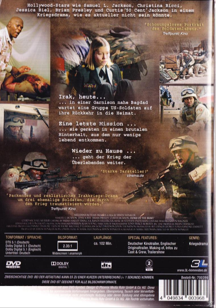 DVD-Cover für einen Kriegsfilm. Soldaten, eine verwundete Frau und Text auf Deutsch.