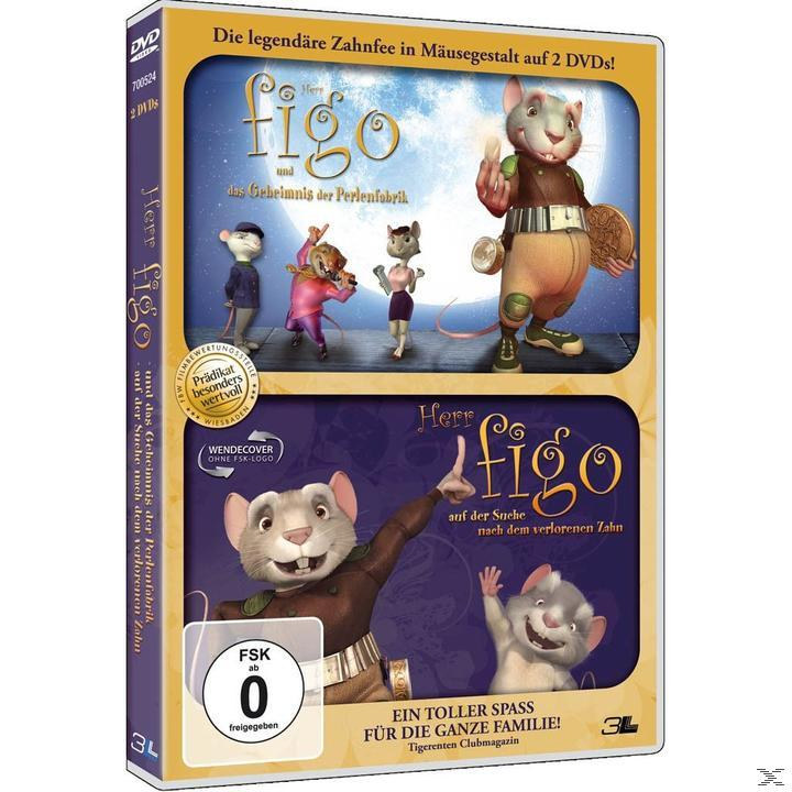 DVD-Cover, Zeichentrickmäuse mit Text auf Deutsch. Zwei animierte Szenen, eine mit Käse, die andere mit einem Zahn.