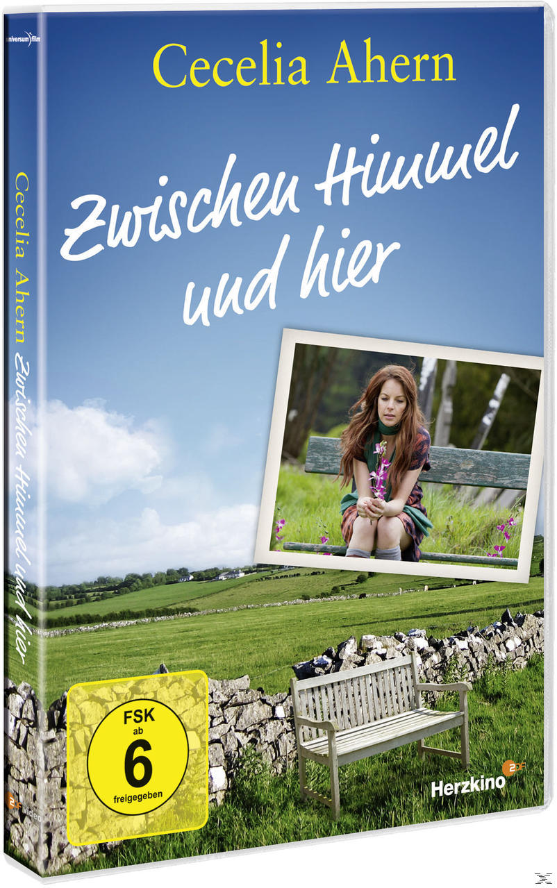 DVD-Cover mit einer Frau, die auf einer Bank sitzt, und dem Text 'Zwischen Himmel und hier'.