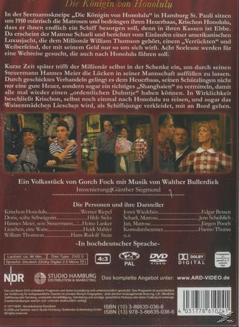 DVD-Cover mit einer Gruppe von Leuten, Text auf Deutsch über die Königin von Honolulu.