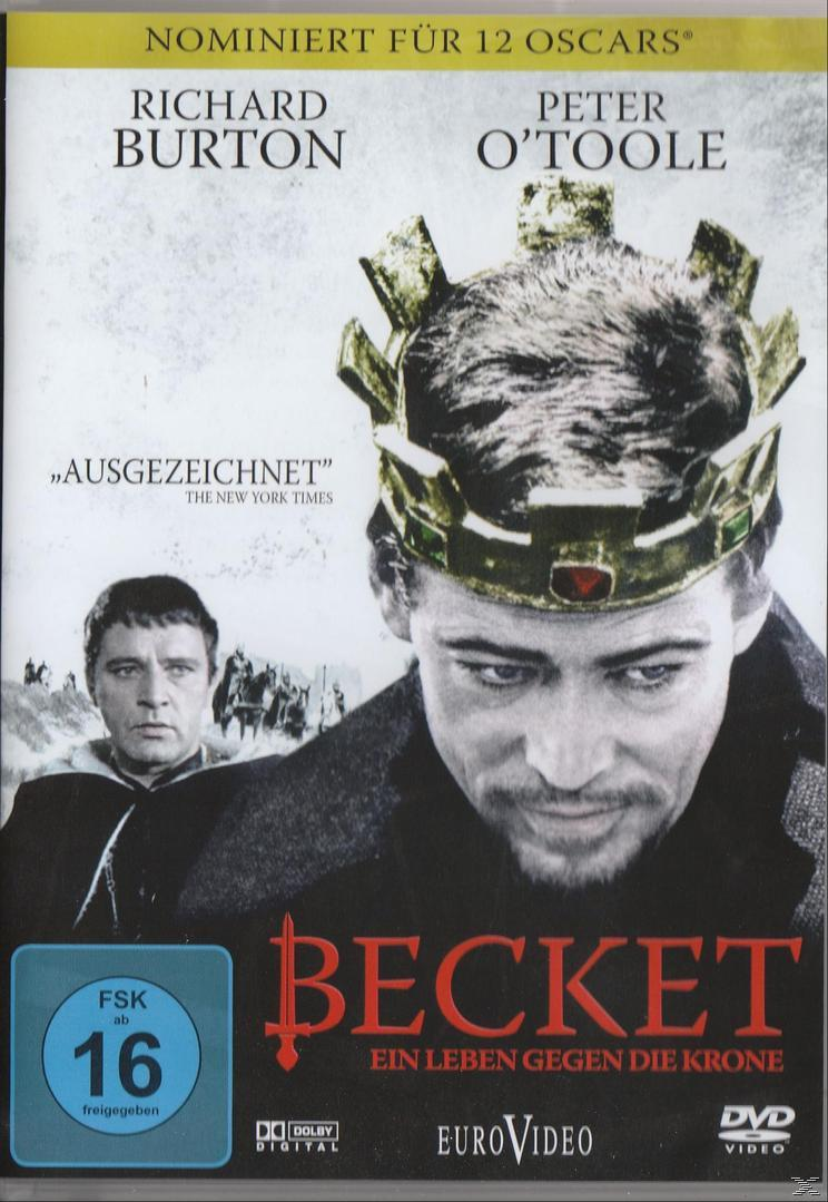 DVD-Cover des Films 'Becket'. Zeigt zwei Männer in historischer Kleidung. Text 'Becket' in Rot.