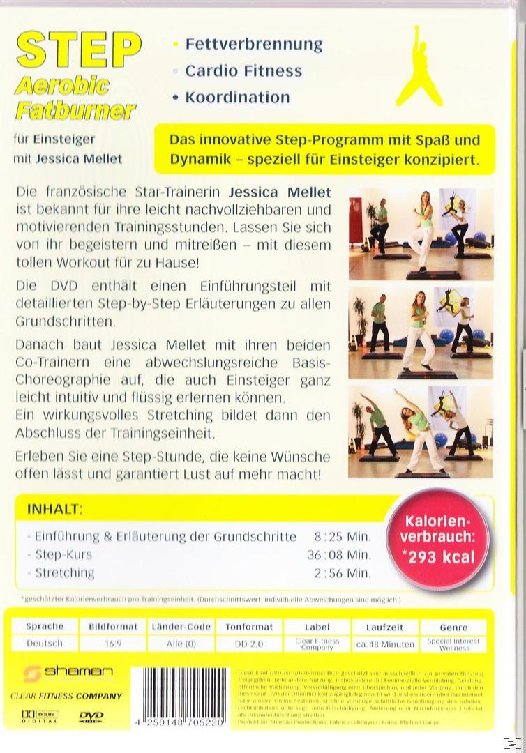 DVD-Hülle mit Step Aerobic Fatburner für Einsteiger. Menschen trainieren mit einem Trainer.