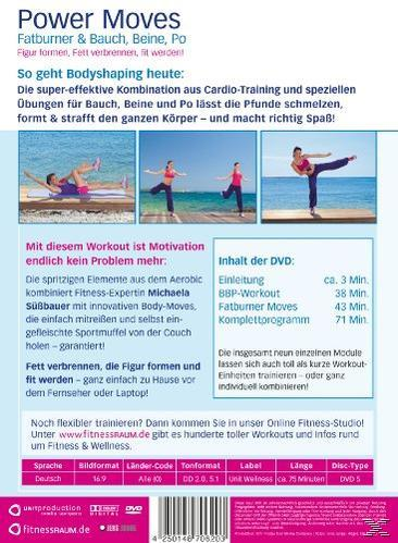 Power Moves - Fatburner & Bauch, Beine, Po - Figur formen, Fett verbrennen, fit werden! DVD