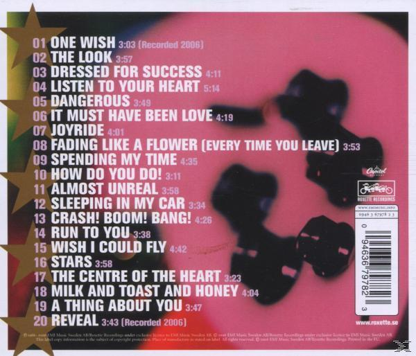 Rückseite einer CD-Hülle mit Titelliste. Die CD-Hülle hat Silhouetten und Text auf gelbem Grund.