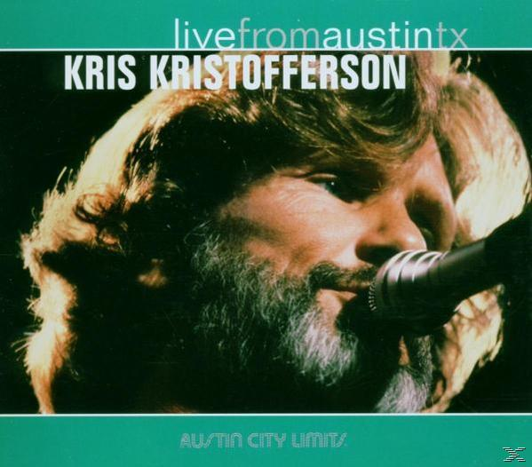 Album borító: Kris Kristofferson szakállal és mikrofonnal, közelkép, zöld háttér.