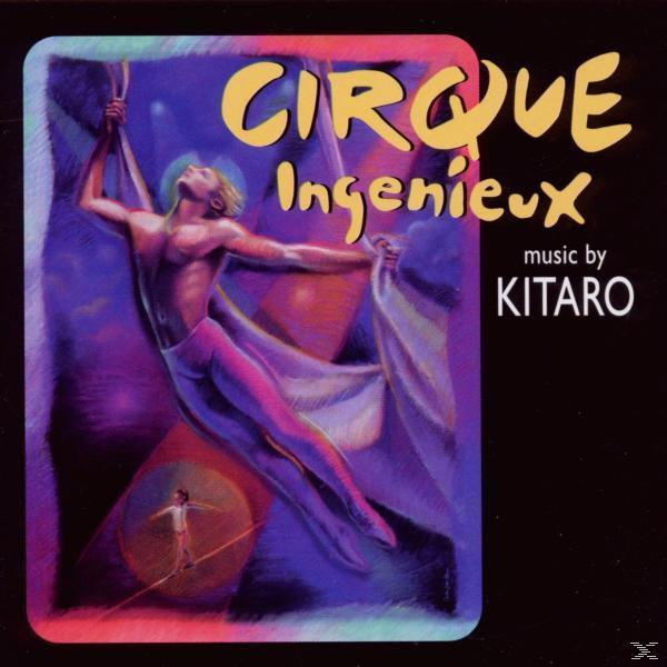 Albumborító a Cirque Ingenieux-höz Kitaro zenéjével, lila és sárga akrobatikus jelenettel.