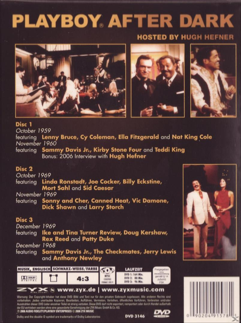 Playboy After Dark DVD-Cover mit Fotos des Gastgebers und der Gäste.
