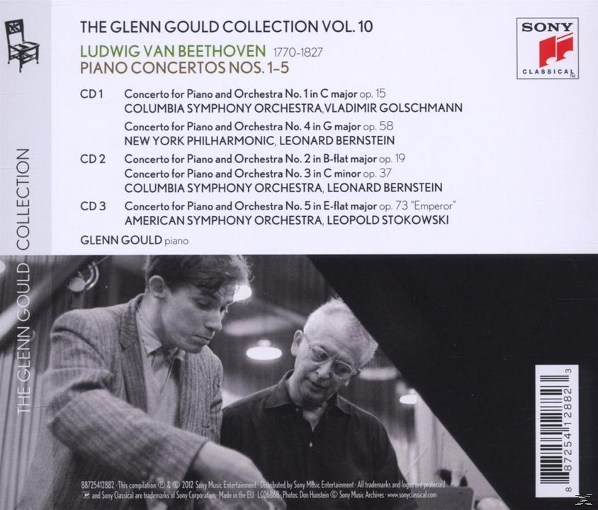 Rückseite einer CD-Hülle mit Text. Die Glenn Gould Collection Vol. 10. Titelliste und Details des Albums.