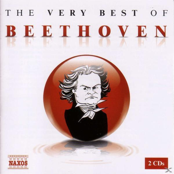 Albumcover: 'The Very Best of Beethoven'. Ein roter Kreis mit einem Bild von Beethoven auf weißem Hintergrund.
