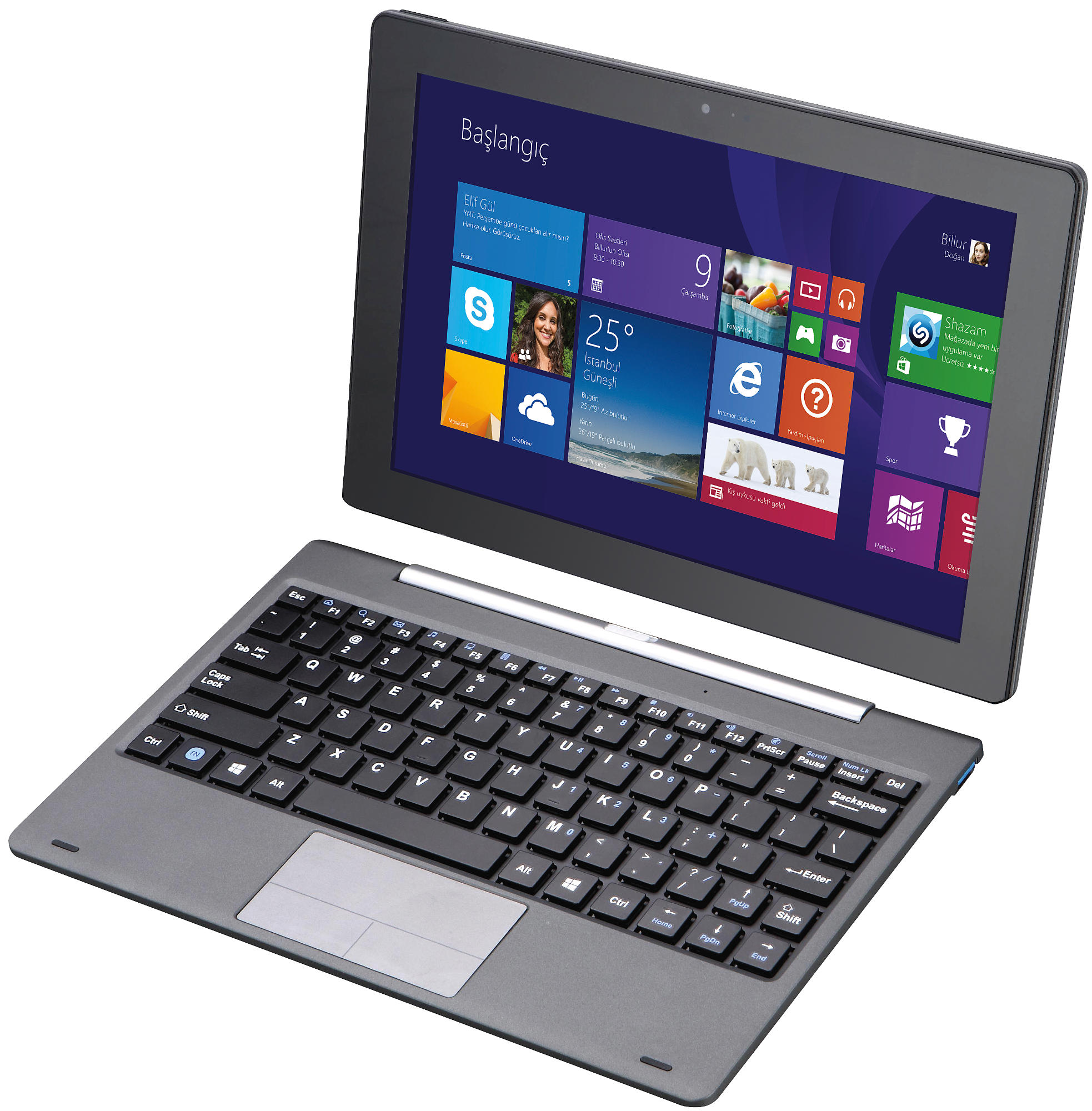 POLYPAD i10 İntel Z3735F 10" 2GB 32GB Windows 8.1 2 si 1 Arada Tablet PC