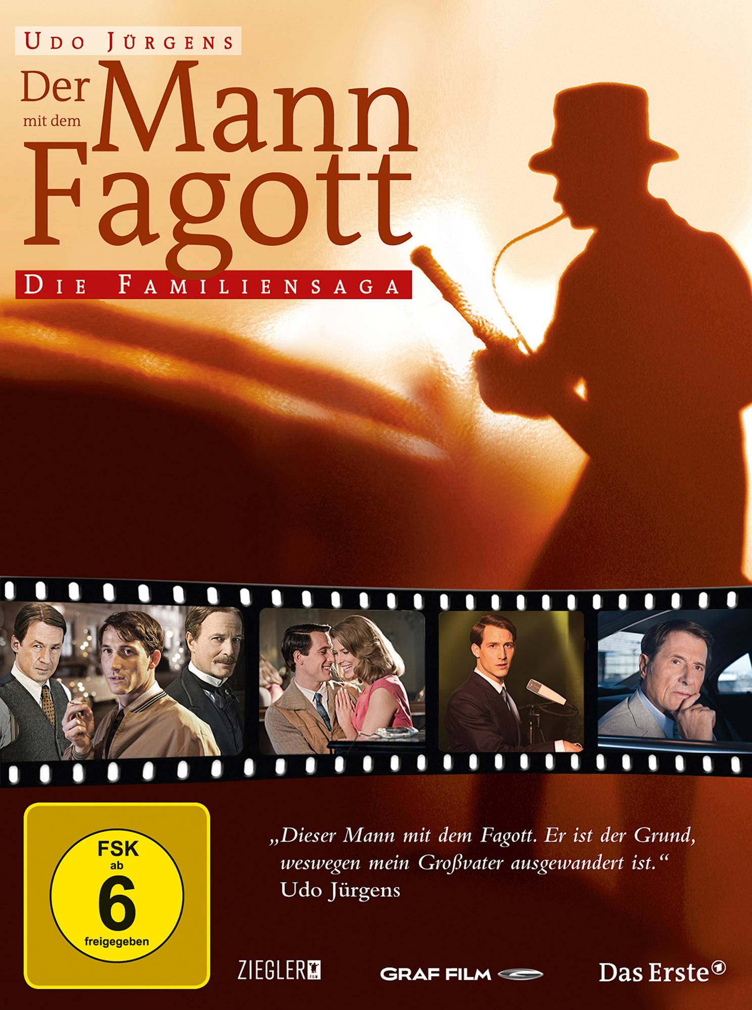 Filmplakat mit einem Mann mit Hut, der eine Pfeife raucht. Andere Schauspieler im unteren Teil.