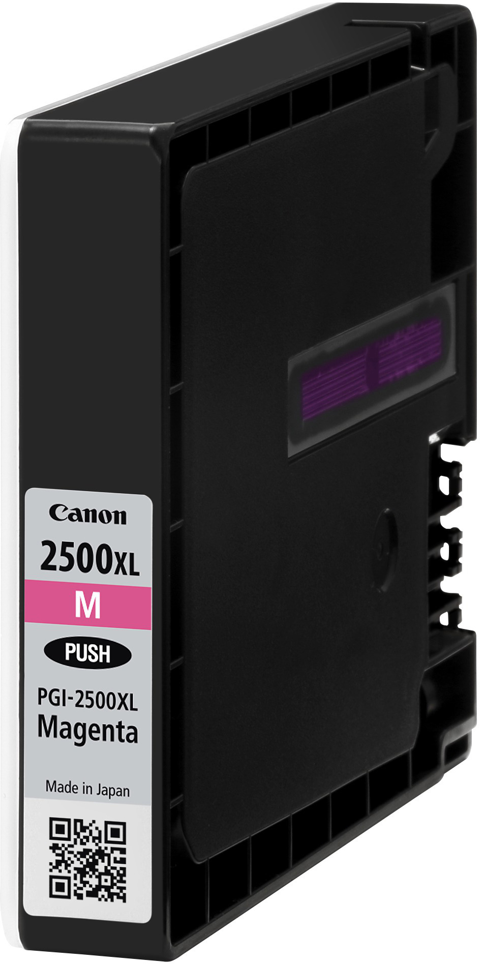 Canon 2500XL Magenta Tintenpatrone, schwarz-weiß mit Magenta-Farbindikator.