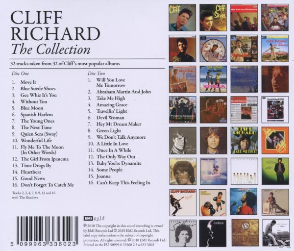 Albumcover für Cliff Richards The Collection mit vielen Album-Covern.