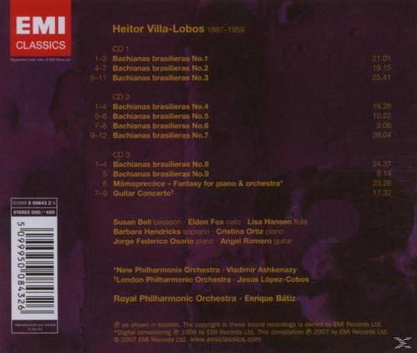 CD-Cover mit Musikdetails und Künstlern. Enthält Bachianas Brasileiras von Heitor Villa-Lobos.