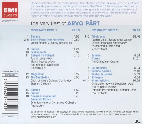 VARIOUS - Very Best Of Arvo Part  - (CD)