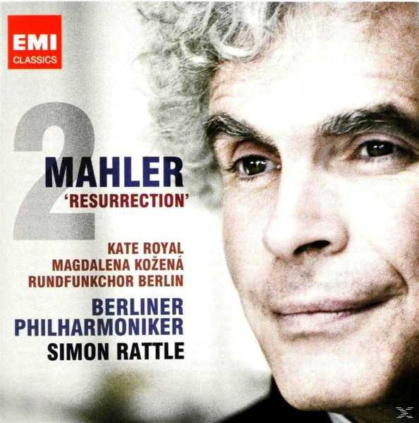 Albumcover mit einem Porträt eines Mannes, der Albumtitel lautet Mahler Resurrection, EMI Classics.