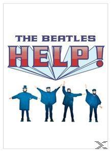 A Beatles kék zakókban áll a HELP! cím előtt.