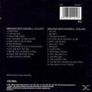 CD-Cover mit einer Liste von Songs. Text: Greatest Hits Volume I & II. Dunkler Hintergrund.