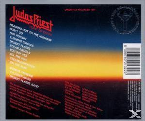 CD-Cover, Judas Priest Album, Point of Entry. Schwarz, orange, rot. Titelliste links.