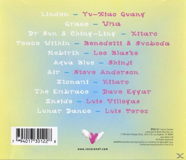 CD hátlapja rózsaszín szöveggel, kék és sárga háttérrel, dallistával és vonalkóddal.
