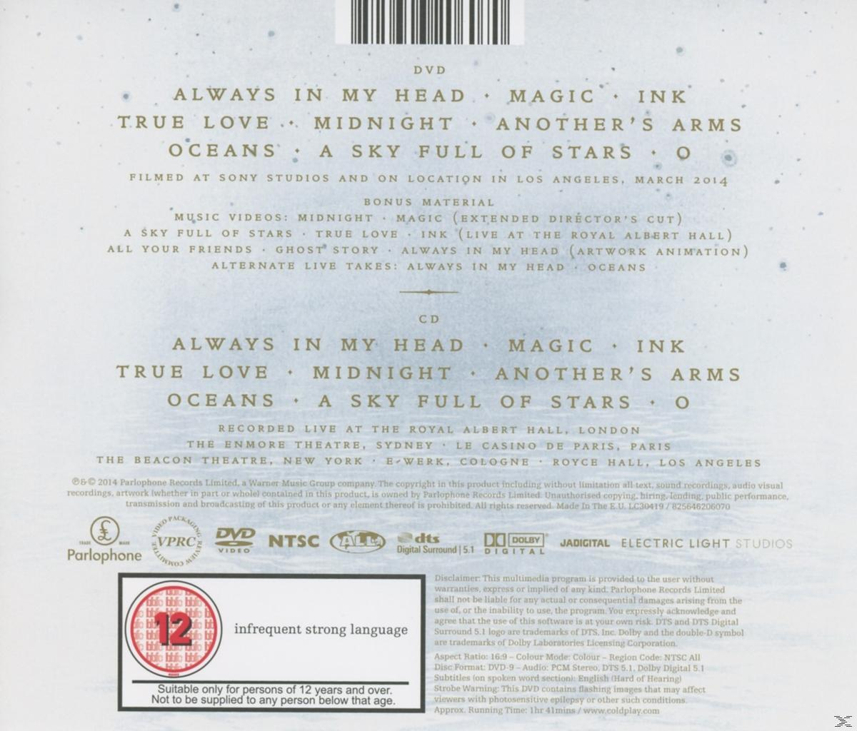Jaquette de DVD avec texte, titre de film et classification. Contient une liste de chansons.