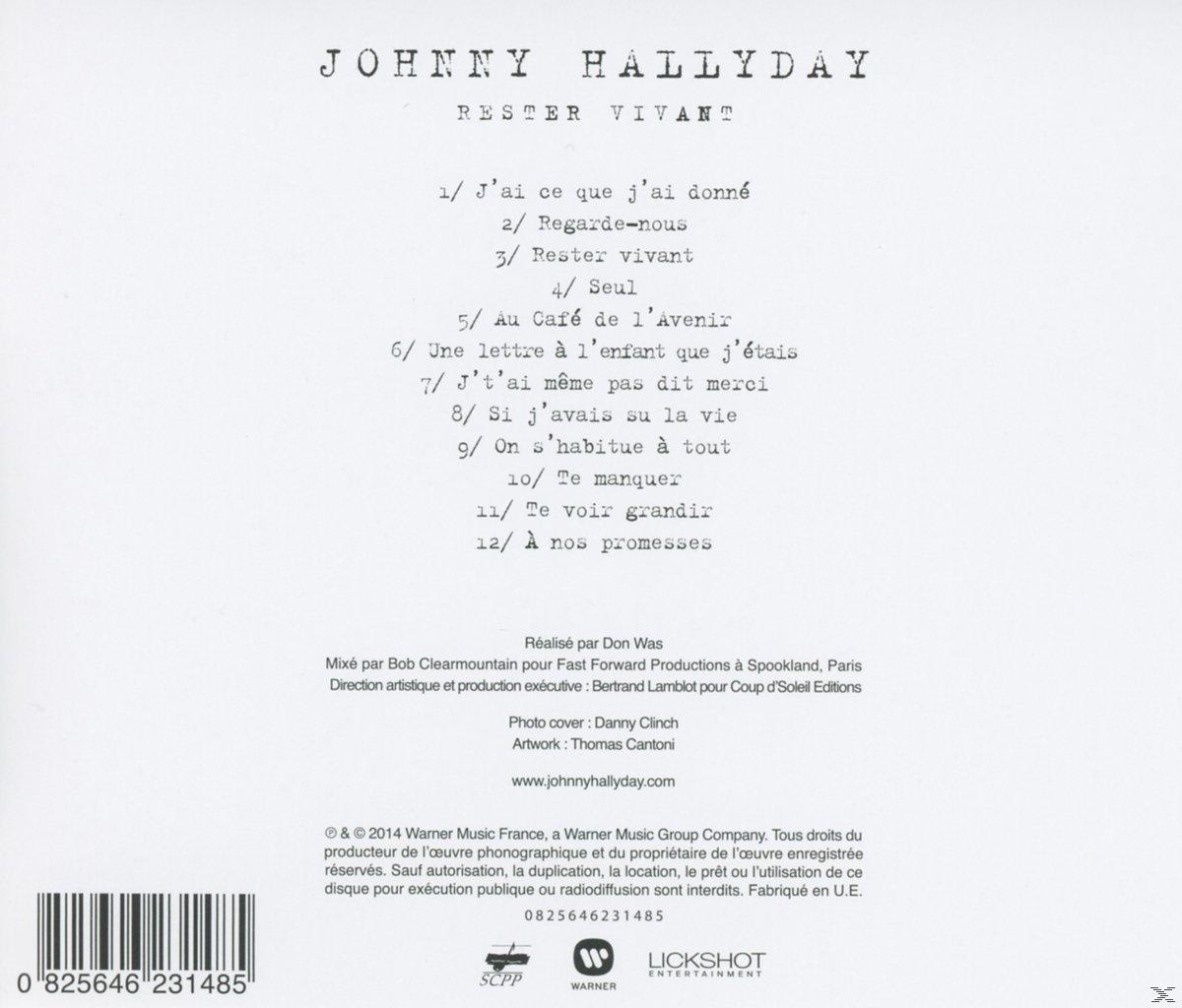 Pochette de CD, Johnny Hallyday. Texte en français avec titres de chansons et code-barres en bas.