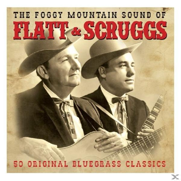 Flatt & Scruggs album borító, zenekari tagokkal. Szöveg: "THE FOGGY MOUNTAIN SOUND OF".