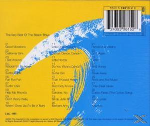 The Very Best of the Beach Boys CD. Die Rückseite hat eine Titelliste und ein blaues Wellendesign.