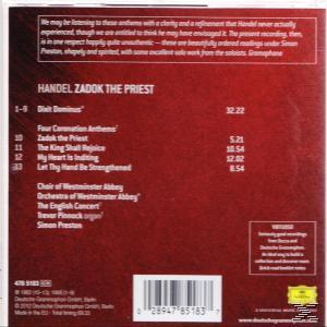 CD-Cover mit Text über Händel. Das Cover enthält die Titelliste. Das Cover ist rot.