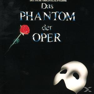 CD-Cover. Rose und Maske. Titel: Das Phantom der Oper. Text auf Deutsch.