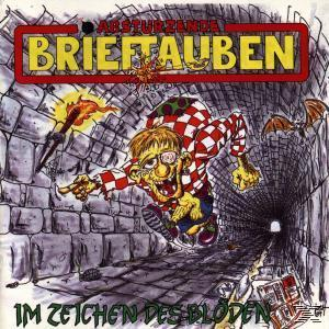 Cartoon-Bild auf einem CD-Cover mit einer Figur, die durch einen Tunnel rennt.