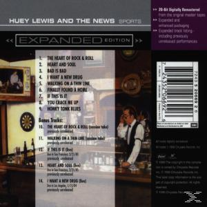 Rückseite des Albums von Huey Lewis and the News. Eine Barszene mit einem Mann und der Titelliste.