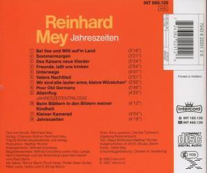 CD-Cover mit Songtiteln, Künstlername 'Reinhard Mey'. Oranger Hintergrund, weißer Text.