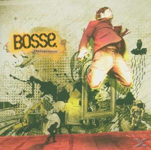 Albumcover mit Bosse, ein Mann springt, und Graffiti-Kunst.