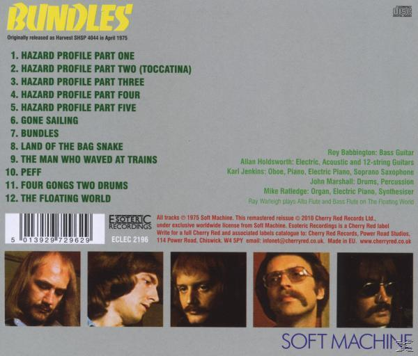 Soft Machine album borító. Album számlista a zenekar tagjainak fotóival. Szöveg: Bundles.