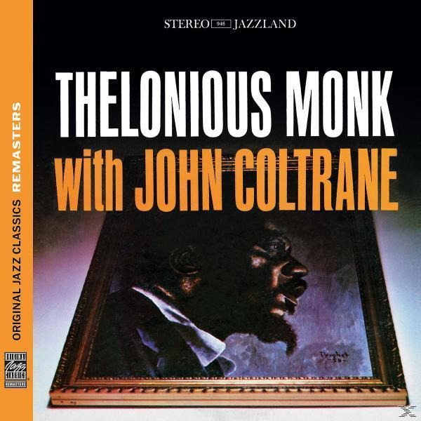 Album borító: 'Thelonious Monk with John Coltrane'. Portré egy keretben, fekete-fehérben.