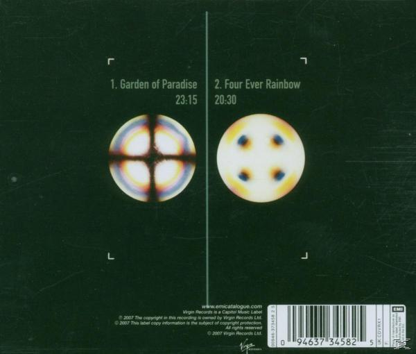Dos de l'album. Comprend deux motifs circulaires et du texte.